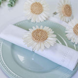 Maxbell Maxbell Sunflower Napkin Ring Dinner Table Setting for Party Family Gatherings Decor white