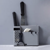 Maxbell Maxbell Kitchen Chopsticks Rack Wall Mount Sturdy Kitchen Utensil Wall Organizer Box Gray