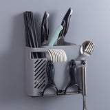 Maxbell Maxbell Kitchen Chopsticks Rack Wall Mount Sturdy Kitchen Utensil Wall Organizer Box Gray