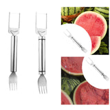 Maxbell Maxbell 2 in 1 Watermelon Cutter and Fork Fruit Fork Summer for Party Camping Picnic Argent