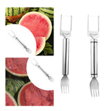 Maxbell Maxbell 2 in 1 Watermelon Cutter and Fork Fruit Fork Summer for Party Camping Picnic Argent