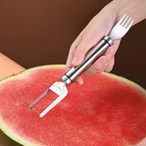 Maxbell Maxbell 2 in 1 Watermelon Cutter and Fork Fruit Fork Summer for Party Camping Picnic Argent