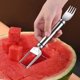 Maxbell Maxbell 2 in 1 Watermelon Cutter and Fork Fruit Fork Summer for Party Camping Picnic Argent
