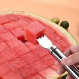 Maxbell Maxbell 2 in 1 Watermelon Cutter and Fork Fruit Fork Summer for Party Camping Picnic Argent