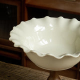 Maxbell Maxbell Pedestal Bowl Porcelain Fruit Bowl Breads Countertop Kitchen Footed Fruit Bowl
