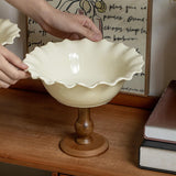 Maxbell Maxbell Pedestal Bowl Porcelain Fruit Bowl Breads Countertop Kitchen Footed Fruit Bowl