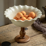 Maxbell Maxbell Pedestal Bowl Porcelain Fruit Bowl Breads Countertop Kitchen Footed Fruit Bowl