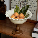 Maxbell Maxbell Pedestal Bowl Porcelain Fruit Bowl Breads Countertop Kitchen Footed Fruit Bowl