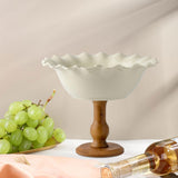 Maxbell Maxbell Pedestal Bowl Porcelain Fruit Bowl Breads Countertop Kitchen Footed Fruit Bowl