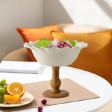Maxbell Maxbell Pedestal Bowl Porcelain Fruit Bowl Breads Countertop Kitchen Footed Fruit Bowl