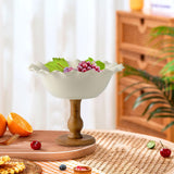 Maxbell Maxbell Pedestal Bowl Porcelain Fruit Bowl Breads Countertop Kitchen Footed Fruit Bowl