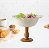 Maxbell Maxbell Pedestal Bowl Porcelain Fruit Bowl Breads Countertop Kitchen Footed Fruit Bowl