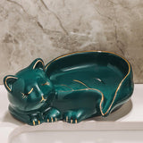 Maxbell Maxbell Cute Cat Soap Dish Easy Clean Decorative Soap Dish for Bathroom Kitchen Home Green