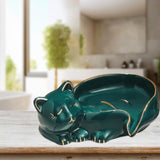 Maxbell Maxbell Cute Cat Soap Dish Easy Clean Decorative Soap Dish for Bathroom Kitchen Home Green