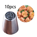 Maxbell Maxbell 10x Russian Piping Tips Set Kitchen Gadgets Flower Frosting Tips for Cookies D