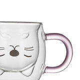 Maxbell Maxbell Double Wall Mug Animal Tea Coffee Cup for Kids Valentine's Day Birthday Gift White Cat PinkHandle