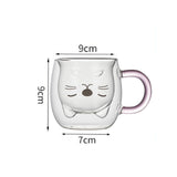 Maxbell Maxbell Double Wall Mug Animal Tea Coffee Cup for Kids Valentine's Day Birthday Gift White Cat PinkHandle