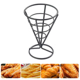 Maxbell Maxbell French Fries Stand Food Cone Stand Fashion Fry Holder for Picnic Buffet Cafe Black