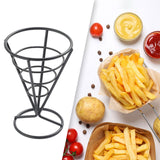 Maxbell Maxbell French Fries Stand Food Cone Stand Fashion Fry Holder for Picnic Buffet Cafe Black
