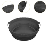 Maxbell Foldable Silicone Air Fryer Liner Replacement Round Air Fryer Silicone Liner Black