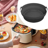Maxbell Foldable Silicone Air Fryer Liner Replacement Round Air Fryer Silicone Liner Black