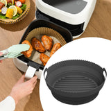 Maxbell Foldable Silicone Air Fryer Liner Replacement Round Air Fryer Silicone Liner Black