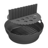 Maxbell Foldable Silicone Air Fryer Liner Replacement Round Air Fryer Silicone Liner Black with Divider