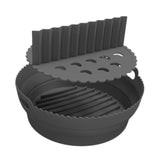 Maxbell Foldable Silicone Air Fryer Liner Replacement Round Air Fryer Silicone Liner Black with Divider