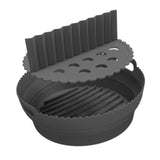 Maxbell Foldable Silicone Air Fryer Liner Replacement Round Air Fryer Silicone Liner Black with Divider