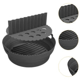Maxbell Foldable Silicone Air Fryer Liner Replacement Round Air Fryer Silicone Liner Black with Divider