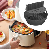 Maxbell Foldable Silicone Air Fryer Liner Replacement Round Air Fryer Silicone Liner Black with Divider