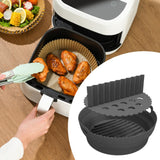 Maxbell Foldable Silicone Air Fryer Liner Replacement Round Air Fryer Silicone Liner Black with Divider