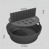 Maxbell Foldable Silicone Air Fryer Liner Replacement Round Air Fryer Silicone Liner Black with Divider