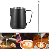 Maxbell Espresso Latte Art Cup 350ml Smooth Surface Milk Frothing Pitcher Jug Coffee Black