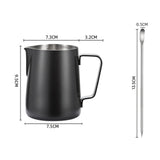Maxbell Espresso Latte Art Cup 350ml Smooth Surface Milk Frothing Pitcher Jug Coffee Black