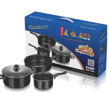Maxbell 3x Pots and Pans Set Sturdy Kitchen Cookware Set for Restaurant Kitchen Home Black