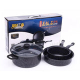 Maxbell 3x Pots and Pans Set Sturdy Kitchen Cookware Set for Restaurant Kitchen Home Black