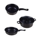Maxbell 3x Pots and Pans Set Sturdy Kitchen Cookware Set for Restaurant Kitchen Home Black