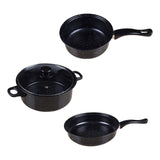 Maxbell 3x Pots and Pans Set Sturdy Kitchen Cookware Set for Restaurant Kitchen Home Black