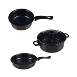 Maxbell 3x Pots and Pans Set Sturdy Kitchen Cookware Set for Restaurant Kitchen Home Black