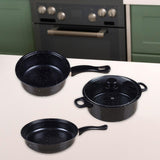Maxbell 3x Pots and Pans Set Sturdy Kitchen Cookware Set for Restaurant Kitchen Home Black