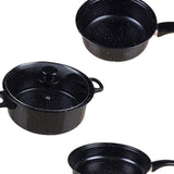 Maxbell 3x Pots and Pans Set Sturdy Kitchen Cookware Set for Restaurant Kitchen Home Black
