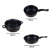 Maxbell 3x Pots and Pans Set Sturdy Kitchen Cookware Set for Restaurant Kitchen Home Black
