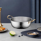 Maxbell Korea Ramen Pot Stockpot Household Seafood Pot for Restaurant Camping Picnic Silver 20cm
