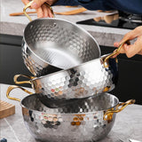 Maxbell Korea Ramen Pot Stockpot Household Seafood Pot for Restaurant Camping Picnic Silver 20cm