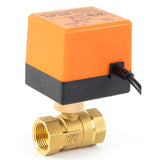 Maxbell 2 Way 3 Wire Brass Motorized Ball Valve Electrical Valve for Air Conditioner DN15