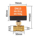 Maxbell 2 Way 3 Wire Brass Motorized Ball Valve Electrical Valve for Air Conditioner DN15