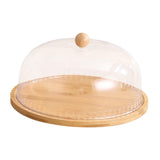 Wooden Cake Stand Cheese Bread Pastries with Dustproof Dome Cake Holder Tray Large