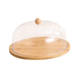 Wooden Cake Stand Cheese Bread Pastries with Dustproof Dome Cake Holder Tray Large