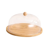 Wooden Cake Stand Cheese Bread Pastries with Dustproof Dome Cake Holder Tray Large
